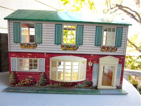 antique metal dolls house|vintage tin doll houses 1960.